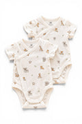 H&M 2er-Pack Wickelbodys Kurzarm Creme Safari-Tiere
