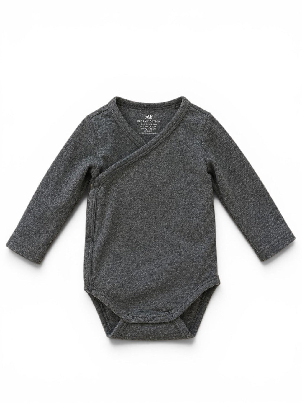 Baby-Langarm-Wickelbody Anthrazit H&M Organic Cotton