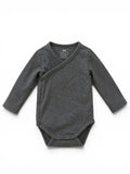 Baby-Langarm-Wickelbody Anthrazit H&M Organic Cotton