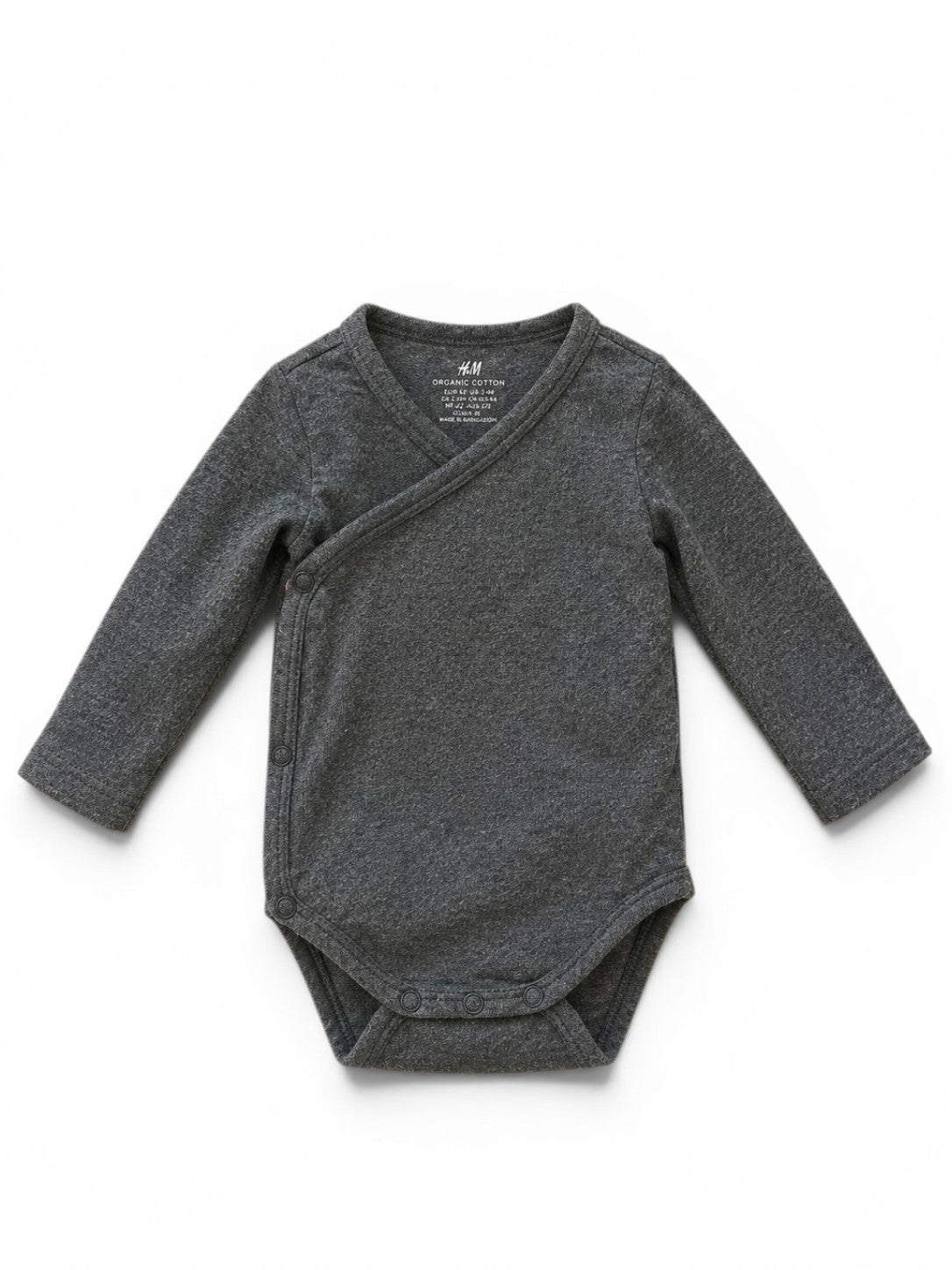 Baby-Langarm-Wickelbody Anthrazit H&M Organic Cotton