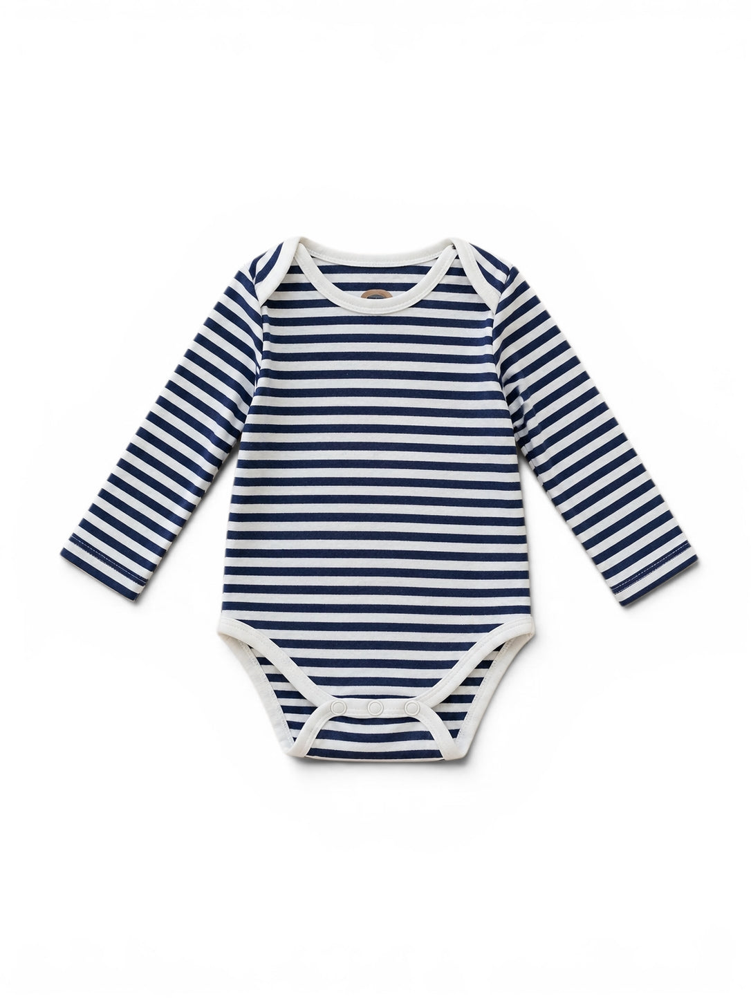 Baby-Langarm-Body Navy/Weiss Gestreift