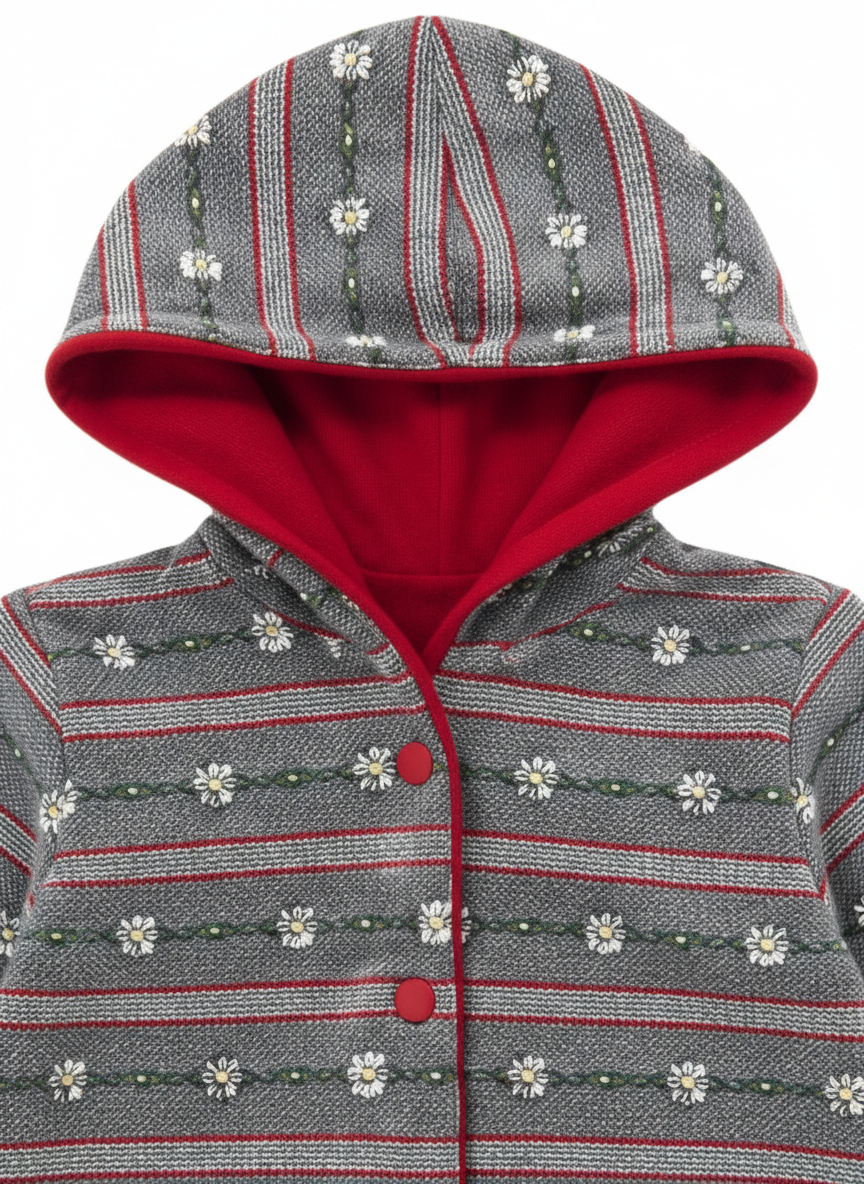 Jacke Grau Gestreift Edelweiss Kapuze
