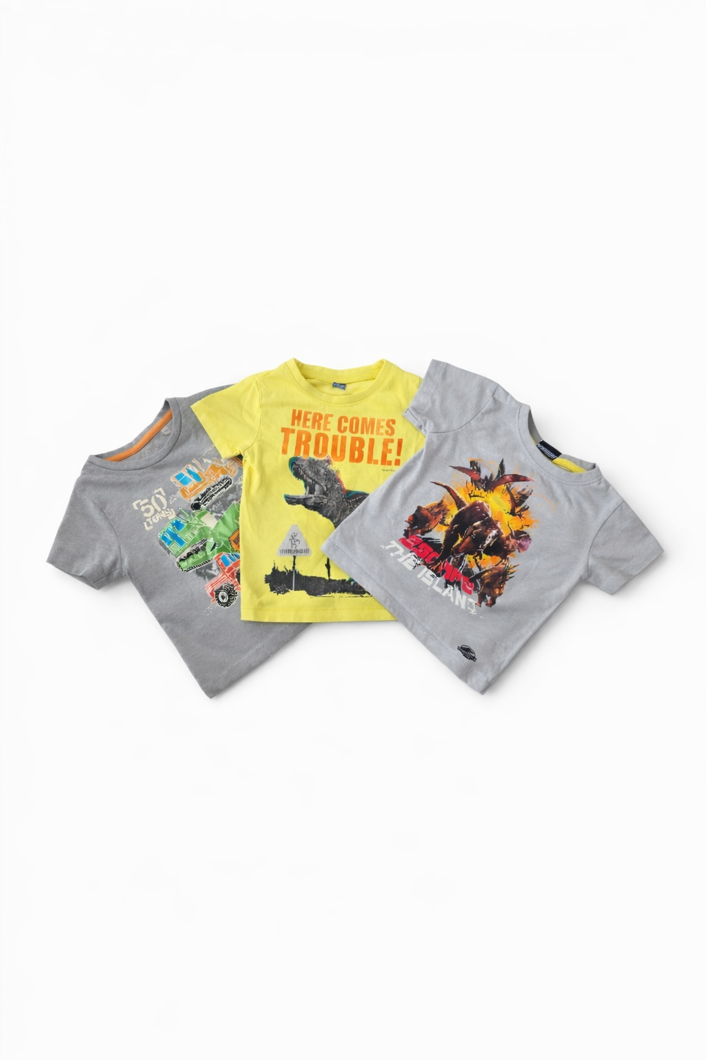 3er Set Kinder T-Shirts mit Dino Print