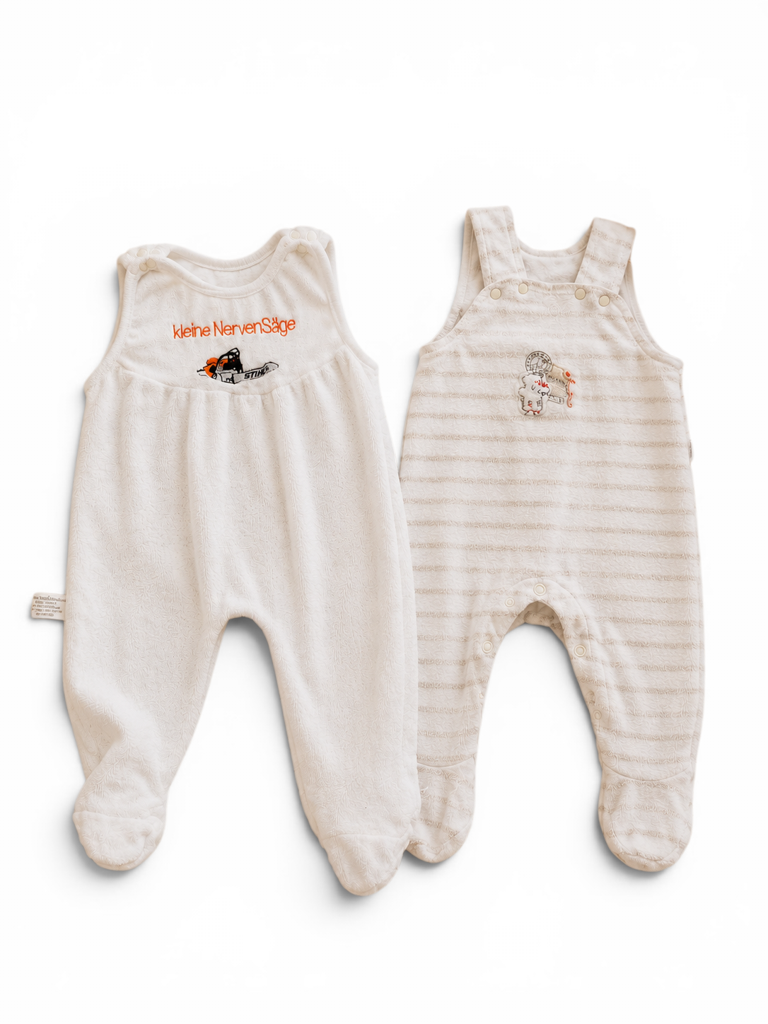 2er-Set Baby-Strampler "Kleine Nervensäge" & Gestreift