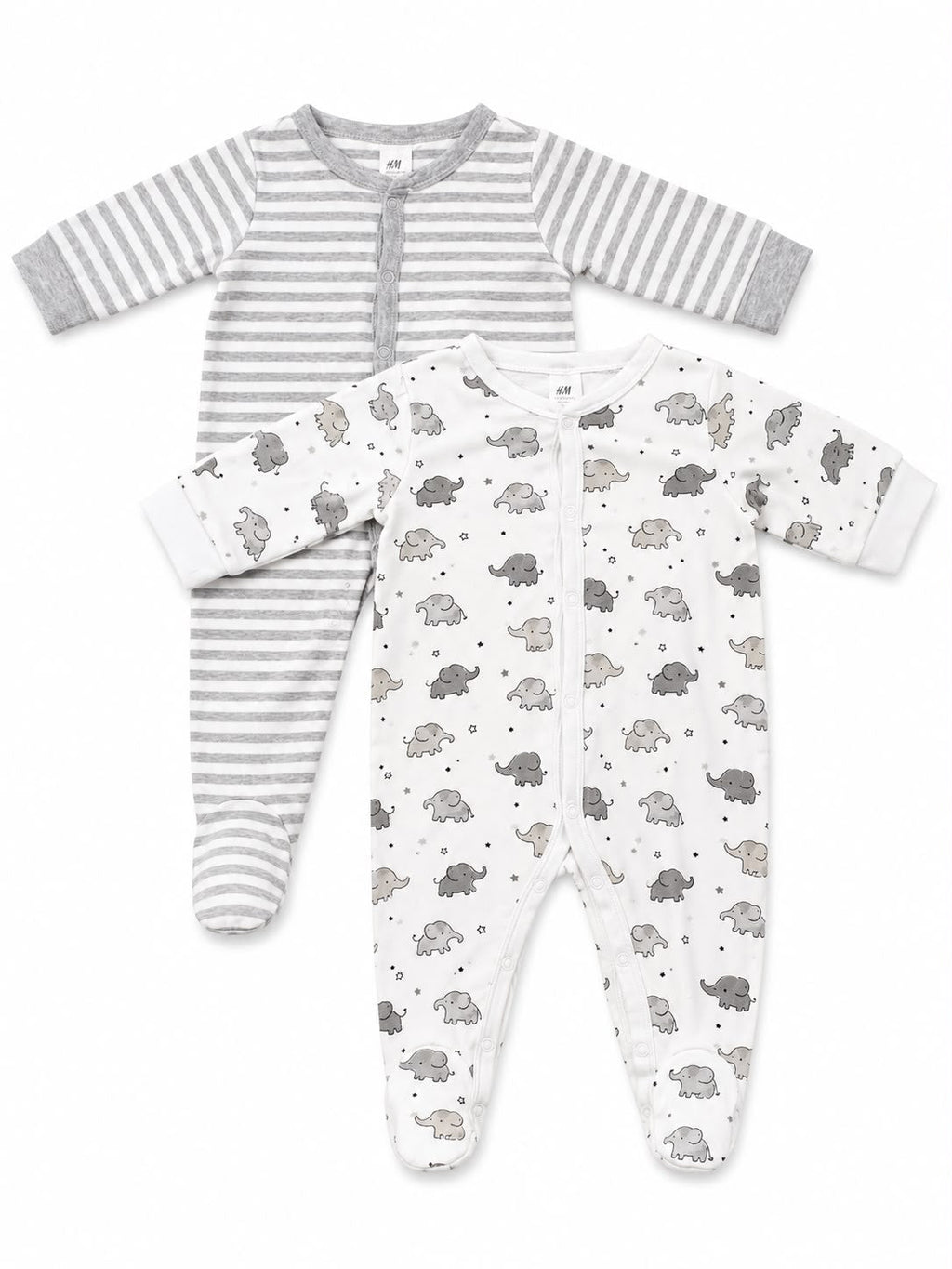 H&M 2er-Pack Schlafanzug Gestreift & Elefanten