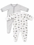H&M 2er-Pack Schlafanzug Gestreift & Elefanten