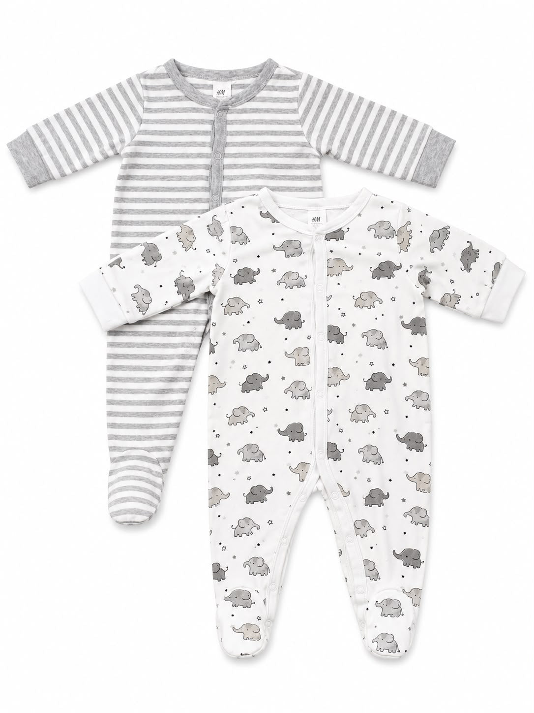 H&M 2er-Pack Schlafanzug Gestreift & Elefanten