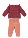 C&A Baby-Set Bordeaux/Rosa Blumen