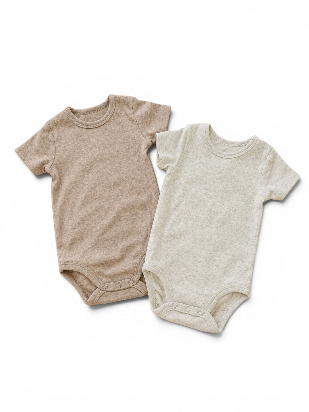 2er-Set Baby-Kurzarm-Bodys Beige/Hellgrau H&M