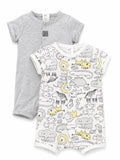 H&M 2er-Pack Kurzarm-Strampler Tiere/Grau