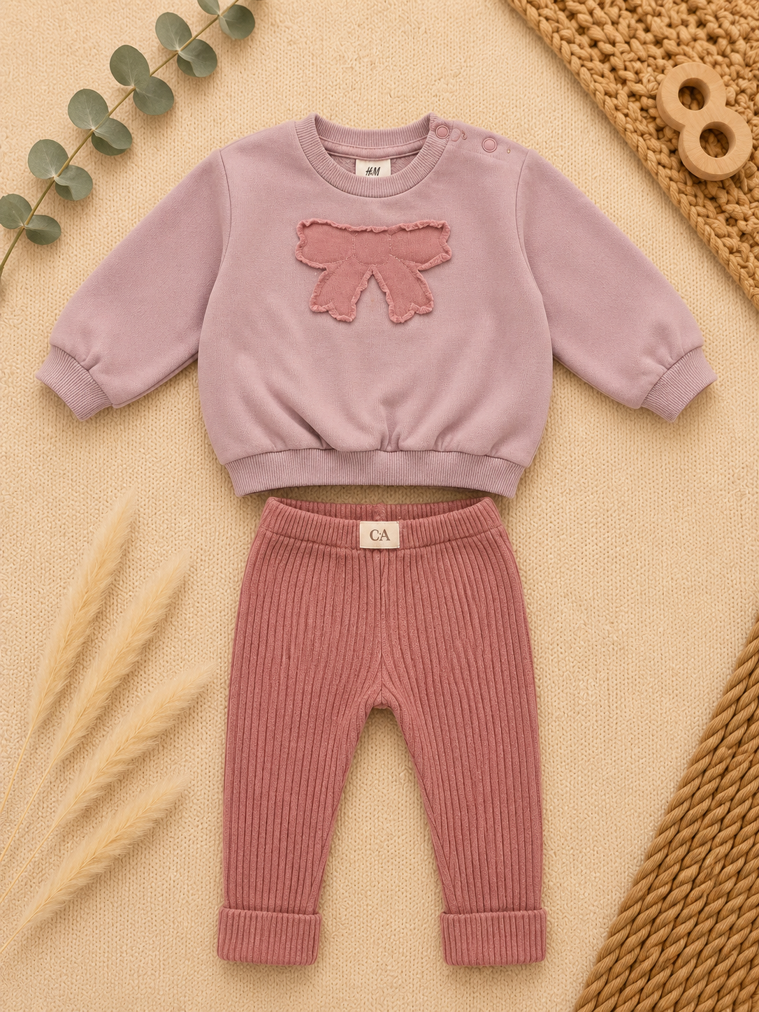 H&M Pullover und C&A Rib Hose Set Rosa