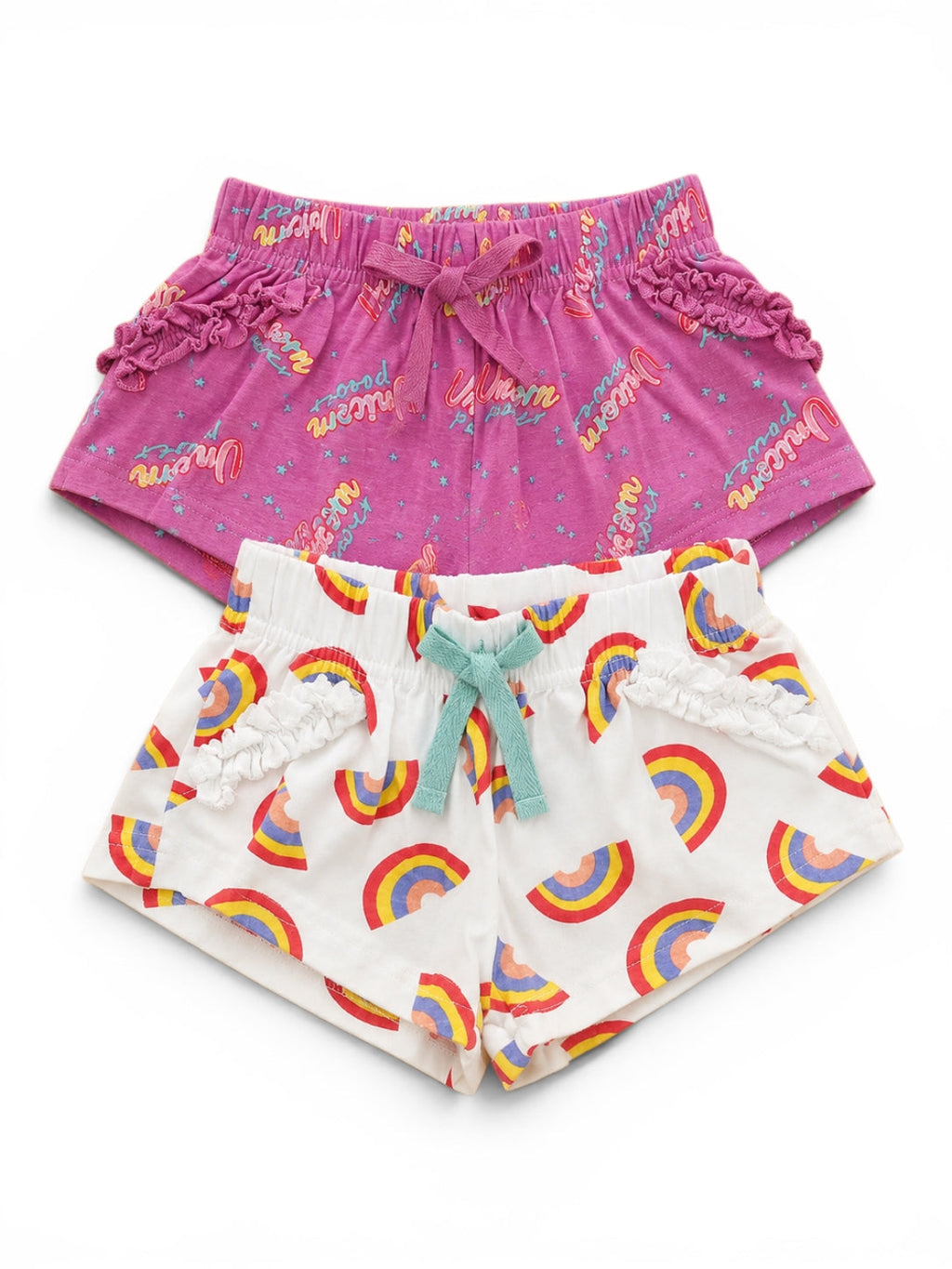 2er-Pack Shorts Einhorn & Regenbogen