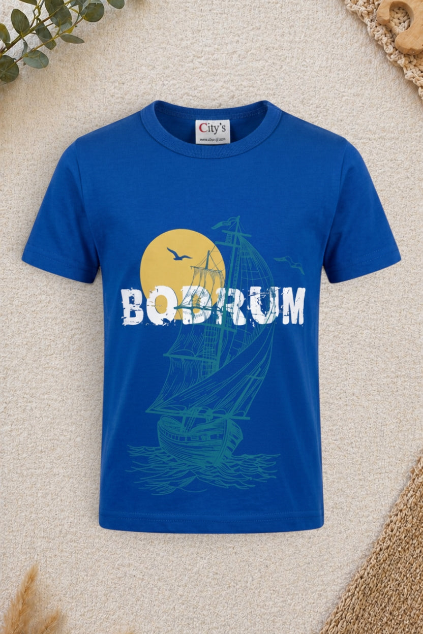 Kurzarm Shirt Royal-Blau Bodrum