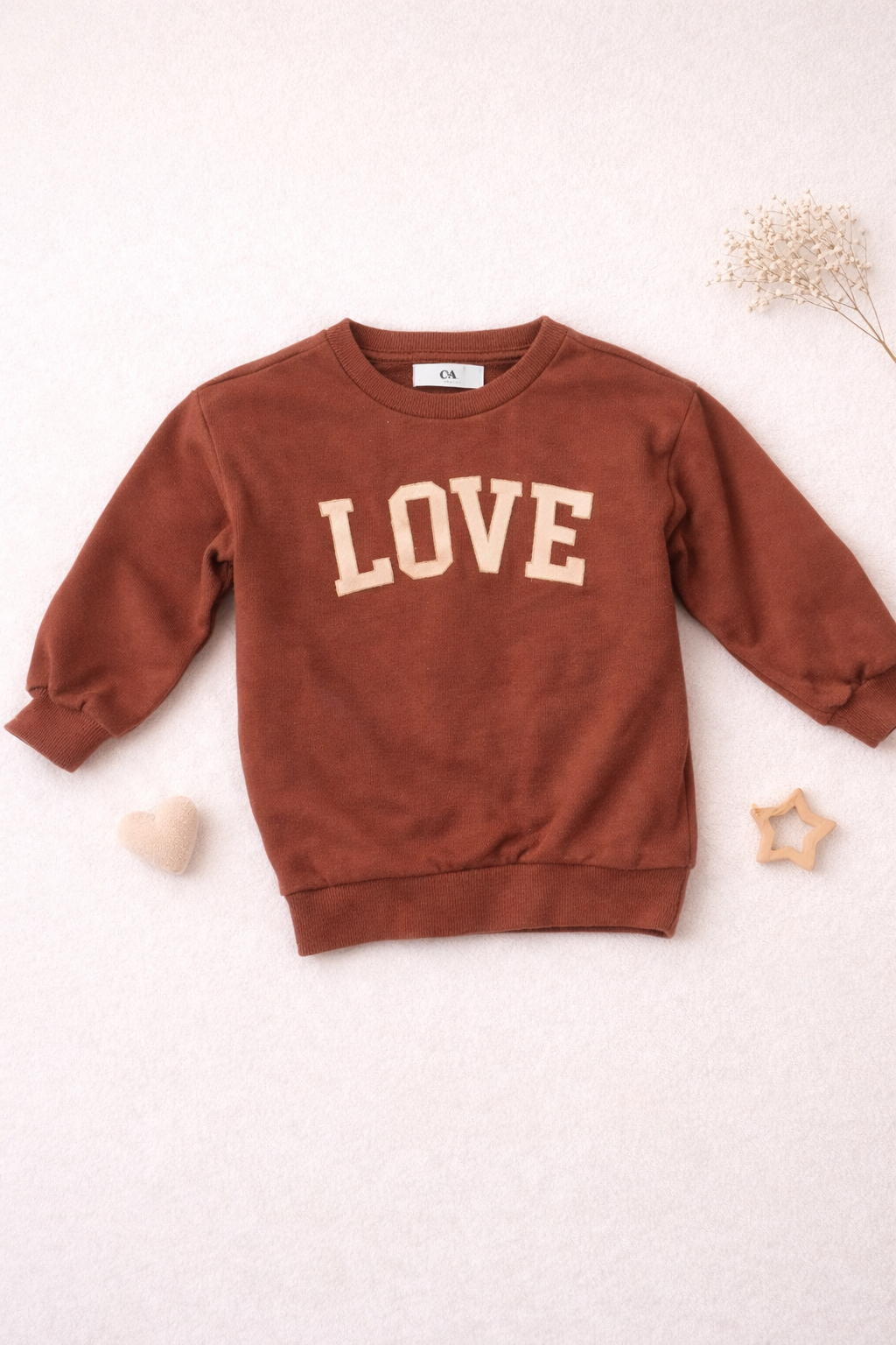 Sweat-shirt marron avec inscription « Love » C&A