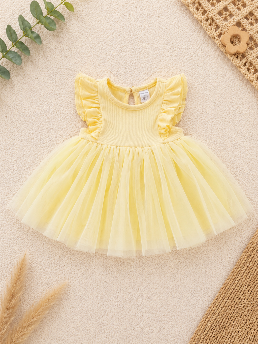 Tüllkleid Gelb Flatterärmel