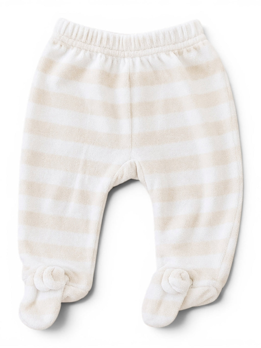 C&A Strampelhose Creme-Weiss Gestreift Füsschen