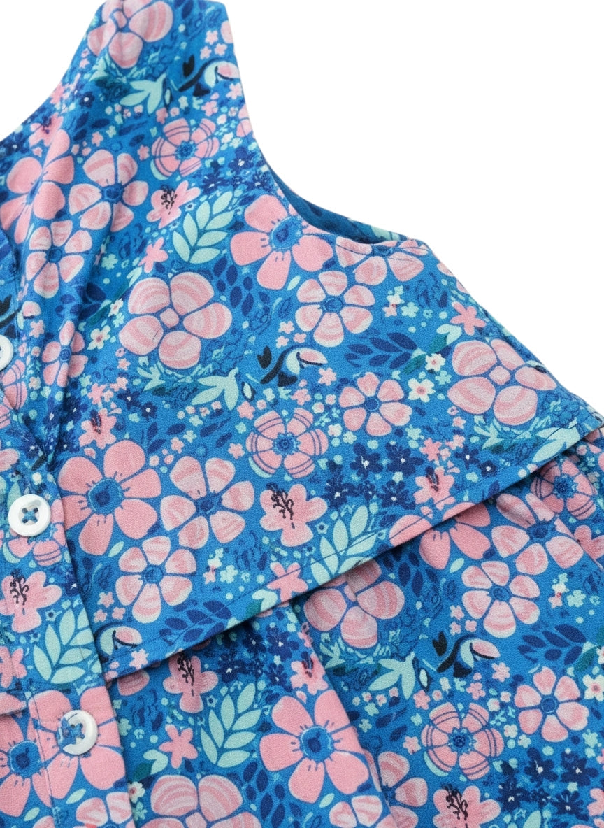 Kleid Blau Blumen Stufenrock
