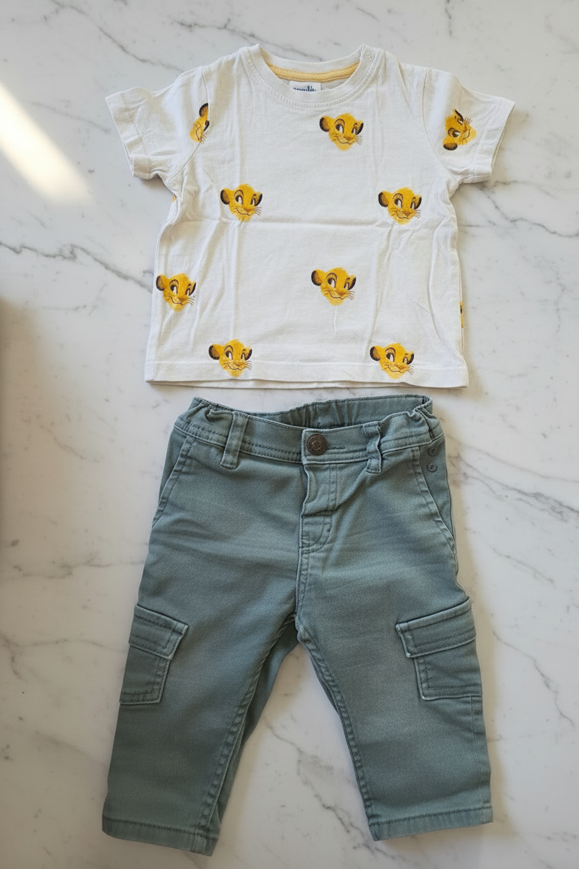 Baby-Set Simba Allover T-Shirt & Khaki-Jeans H&M