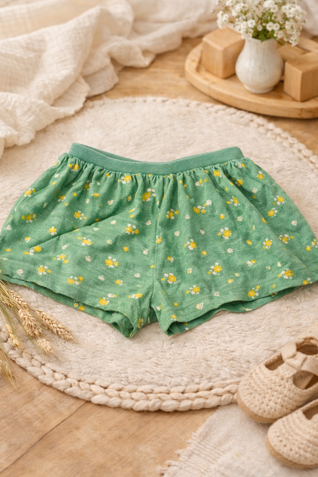 Shorts à motif floral – vert