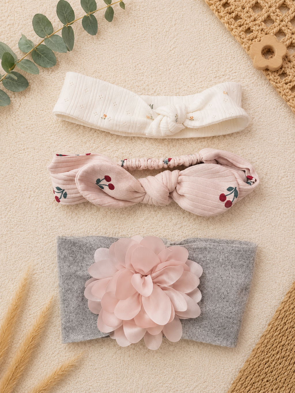 3er Set Baby Stirnbänder 3-24 M