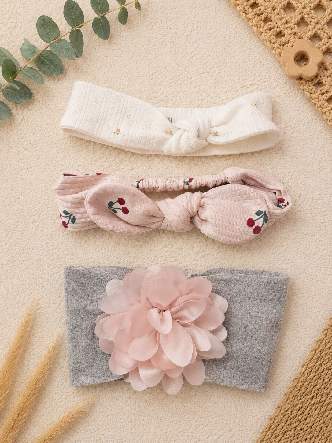 3er Set Baby Stirnbänder 3-24 M