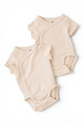 H&M 2er-Pack Wickelbodys Kurzarm Creme Rippenstrick