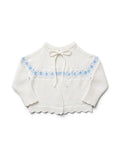 Strickjacke Weiss Blumen Vintage
