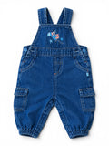 Jeans-Latzhose Blau Cargo Papagei-Stickerei