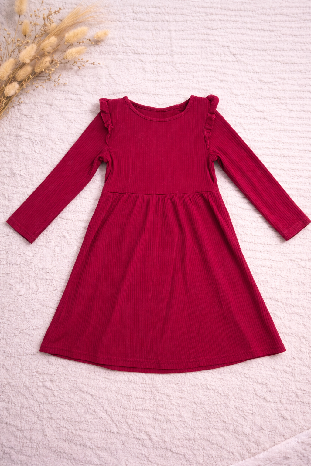 Beerenfarbenes Langarmkleid H&M