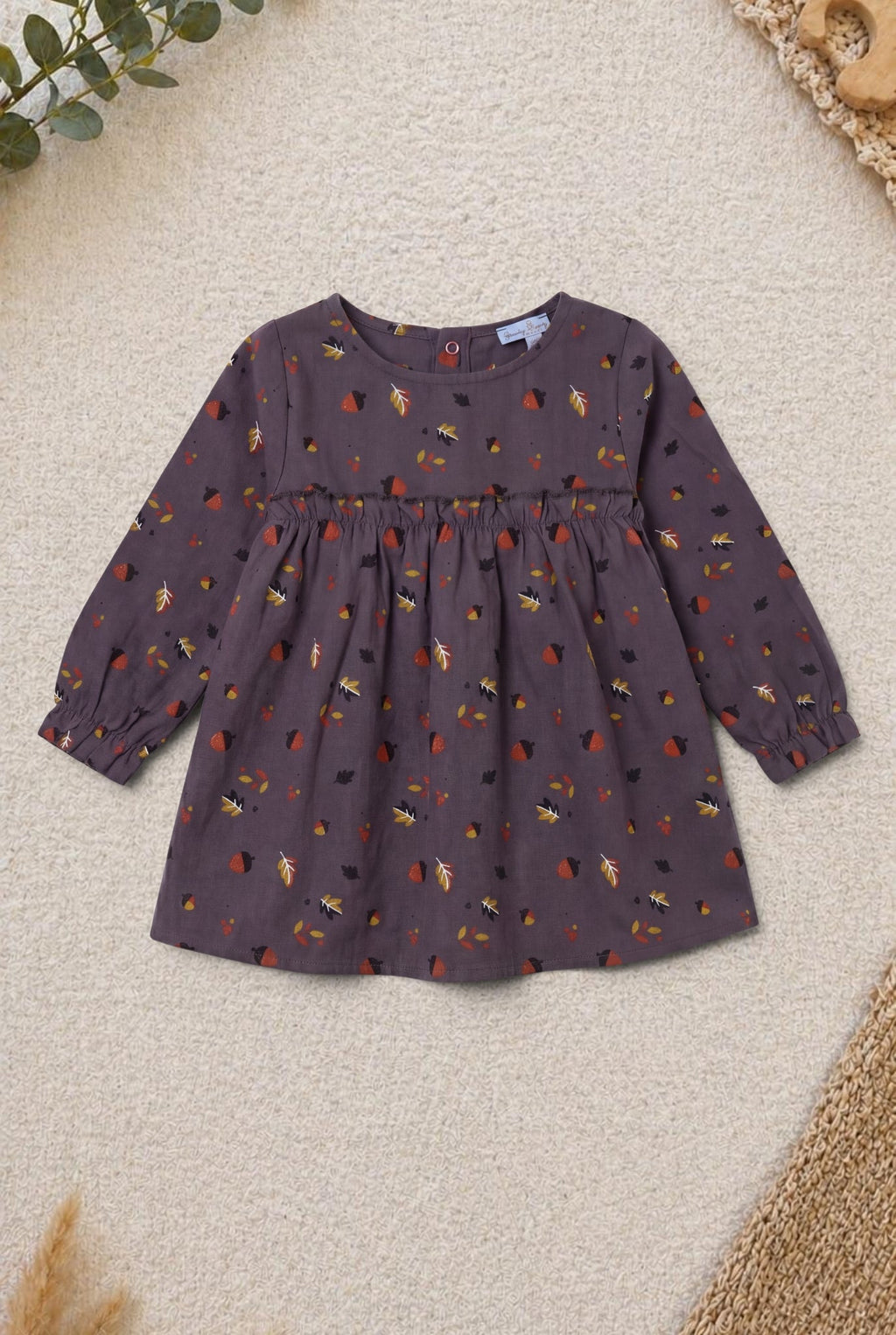 Langarm-Kleid Grauviolett Herbst-Allover