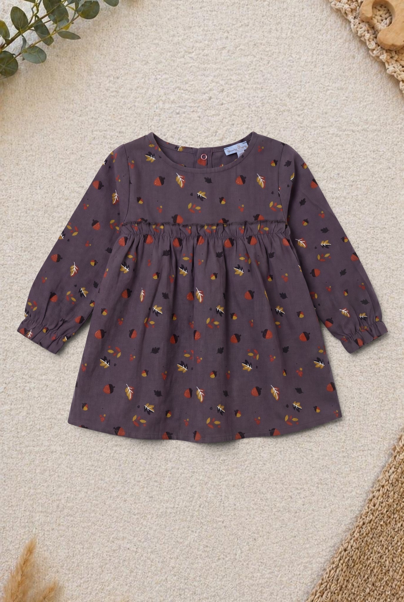 Langarm-Kleid Grauviolett Herbst-Allover