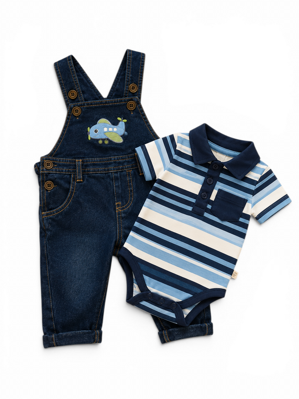 Baby-Set Jeans-Latzhose & Polo-Body