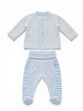 Baby-Set Strickjacke & Strampelhose Hellblau