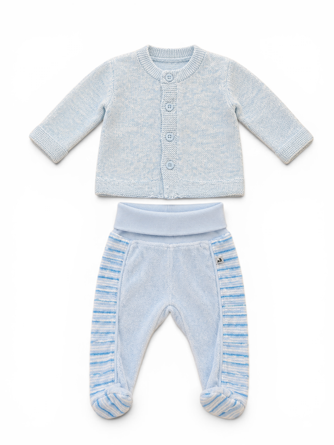 Baby-Set Strickjacke & Strampelhose Hellblau