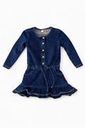 Robe salopette en jean bébé – Bleu foncé