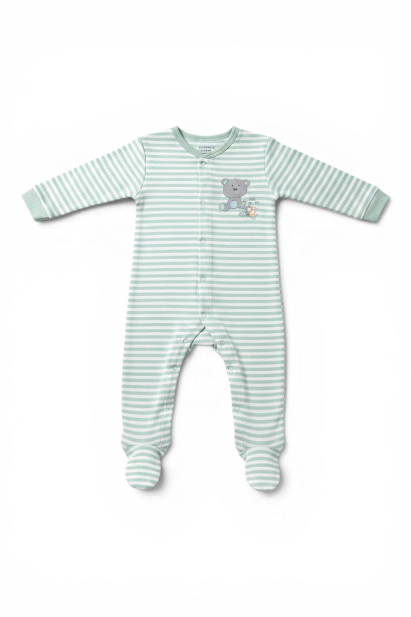 Marquise Baby-Strampler Mint Gestreift Bär