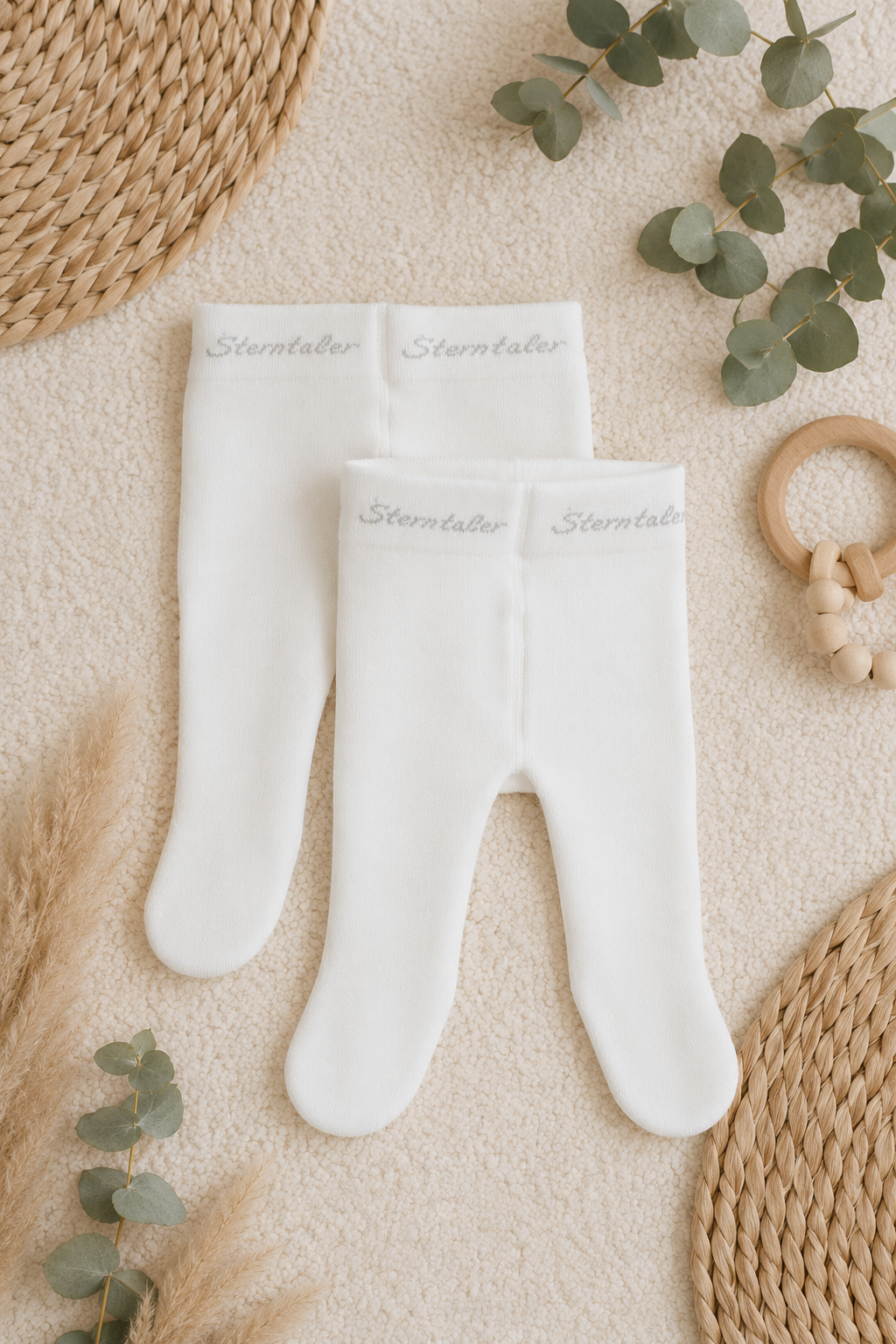 Sterntaler 2er-Pack Strumpfhosen Weiss mit Füsschen