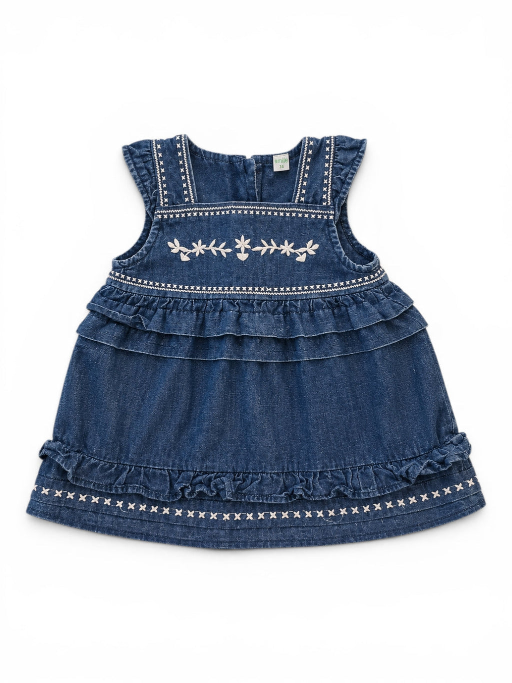 Kleid Denim Blumen-Stickerei