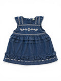 Kleid Denim Blumen-Stickerei