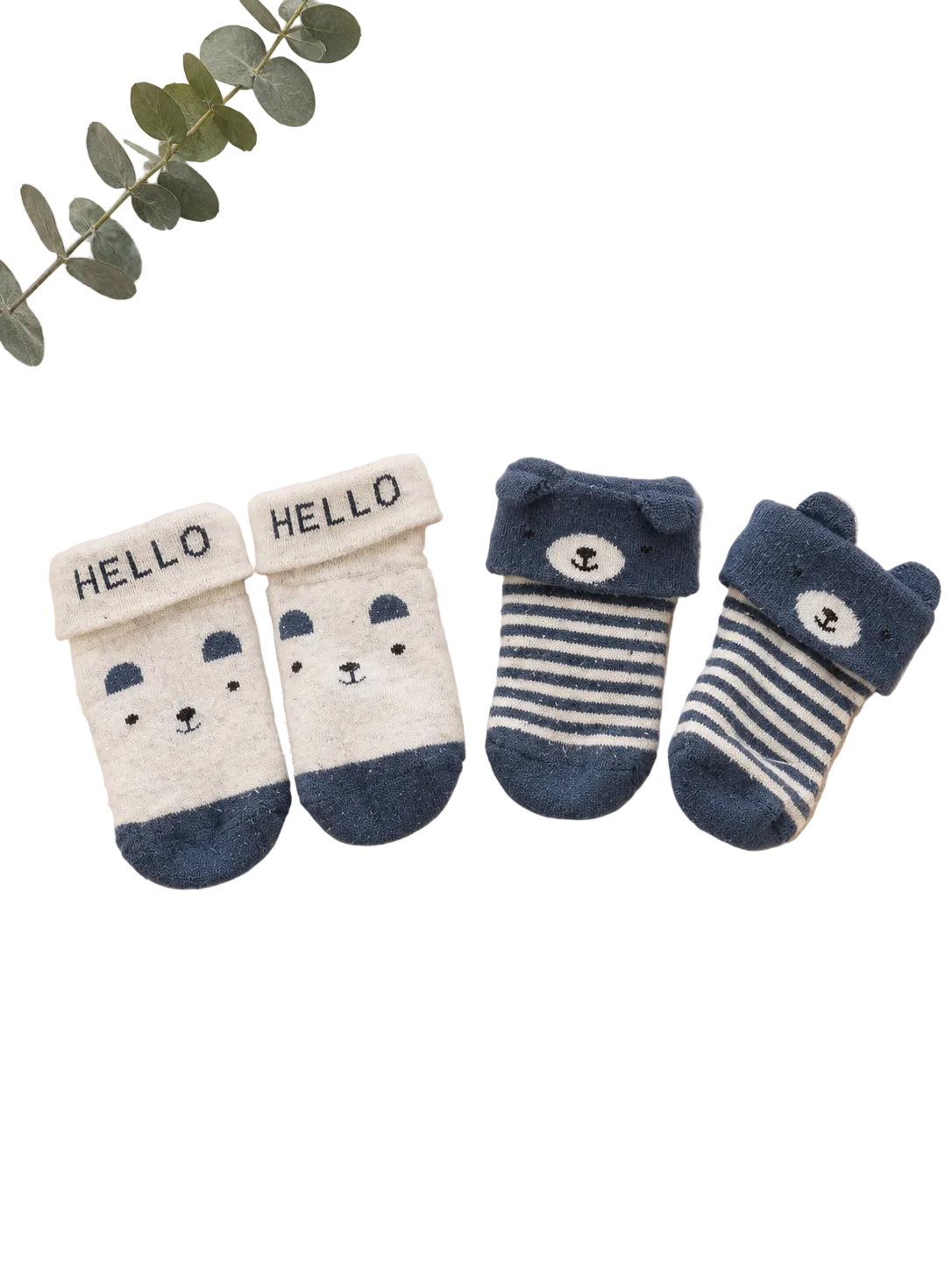 2er Set Babysocken Blau/Weiss