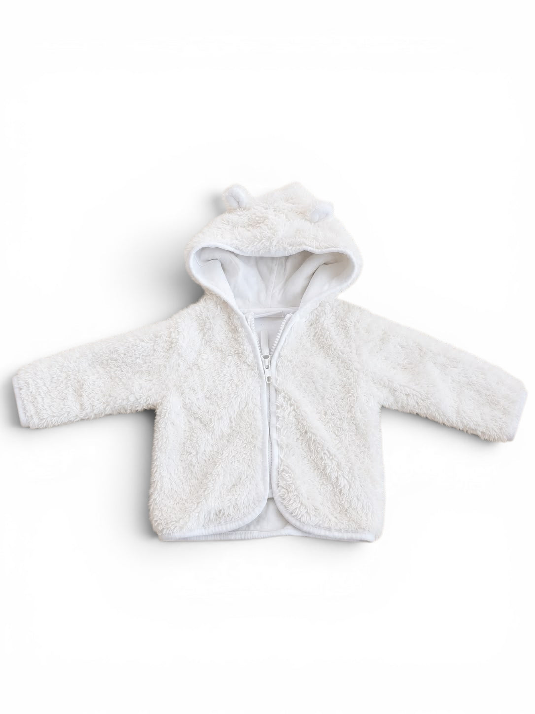 Baby-Teddyjacke Creme mit Bärenohren