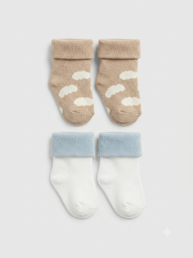 2er-Pack Socken Beige Wolken Hellblau