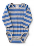 H&M Langarm-Body Blau-Grau Gestreift