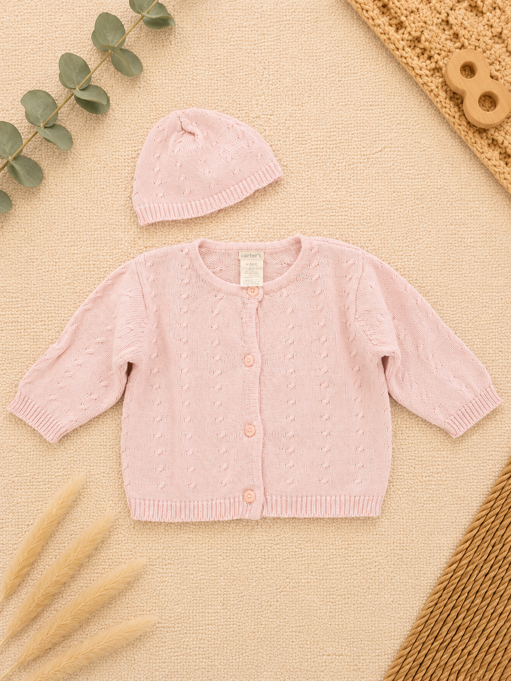 Carter's Baby-Set Strickjacke & Mütze Rosa