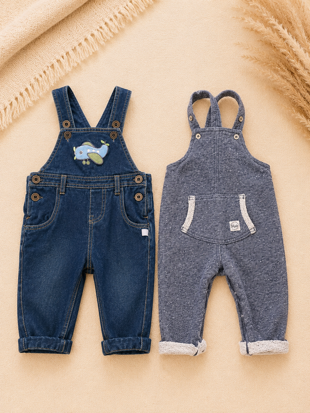 2er-Set Baby-Latzhosen Jeans & Sweat