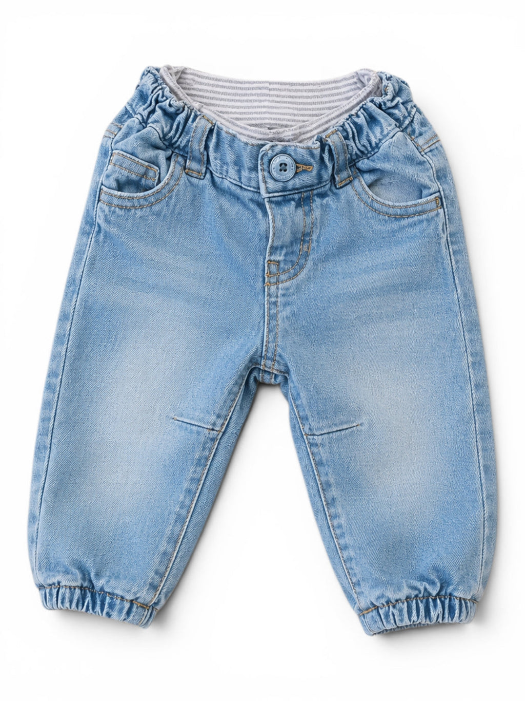 H&M Jeans Hellblau Elastischer Bund Rippenfutter