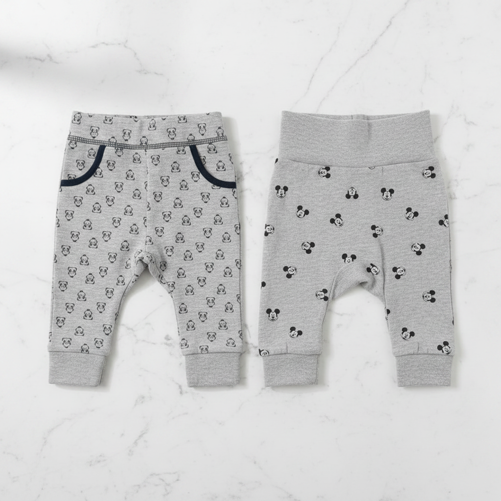 2er Baby Set Hosen Mickey Mouse und Panda Print