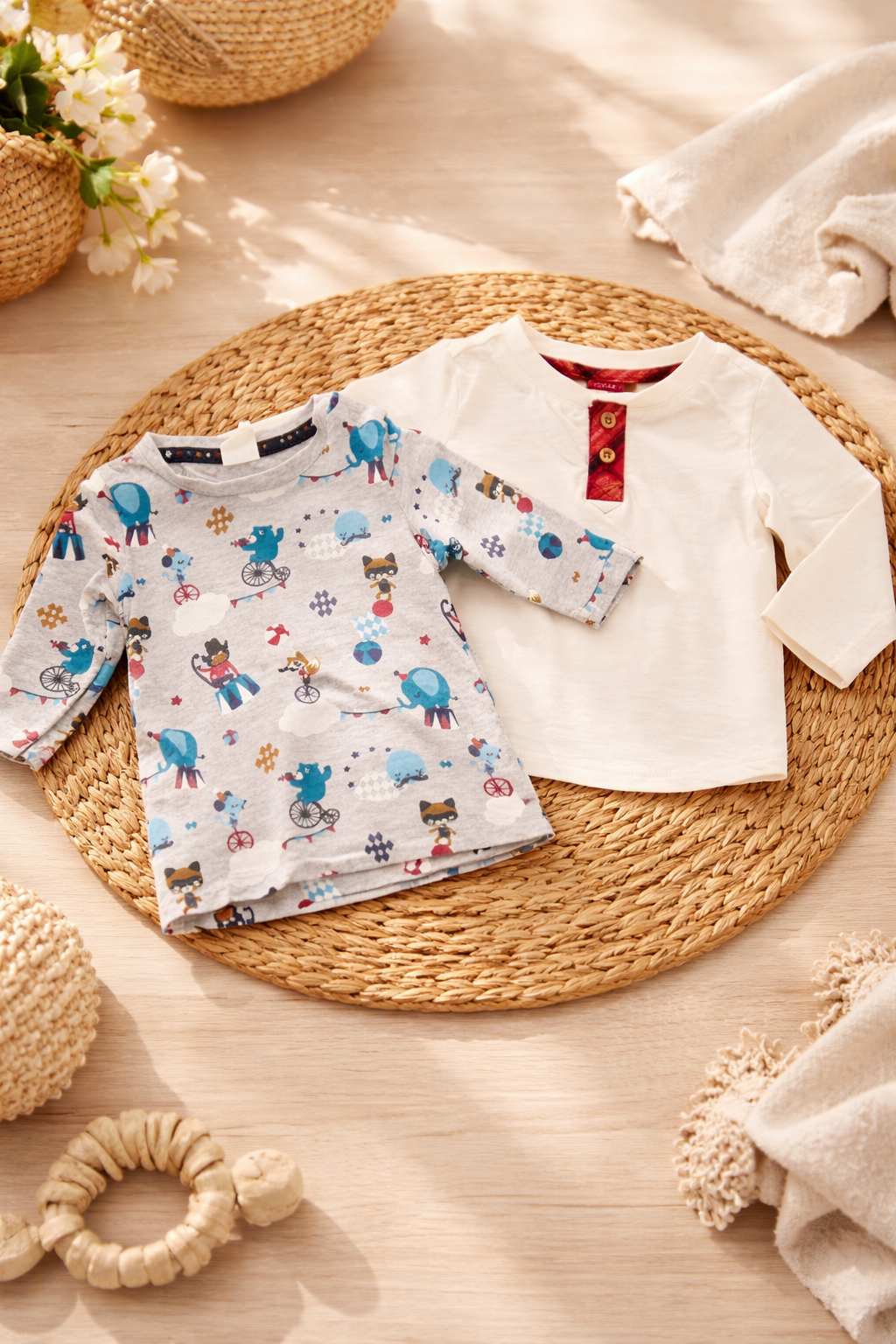 2er Set Langarmshirts mit Tier-Print – H&M