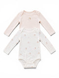 2er-Pack Body Langarm Rosa Igel & Weiss