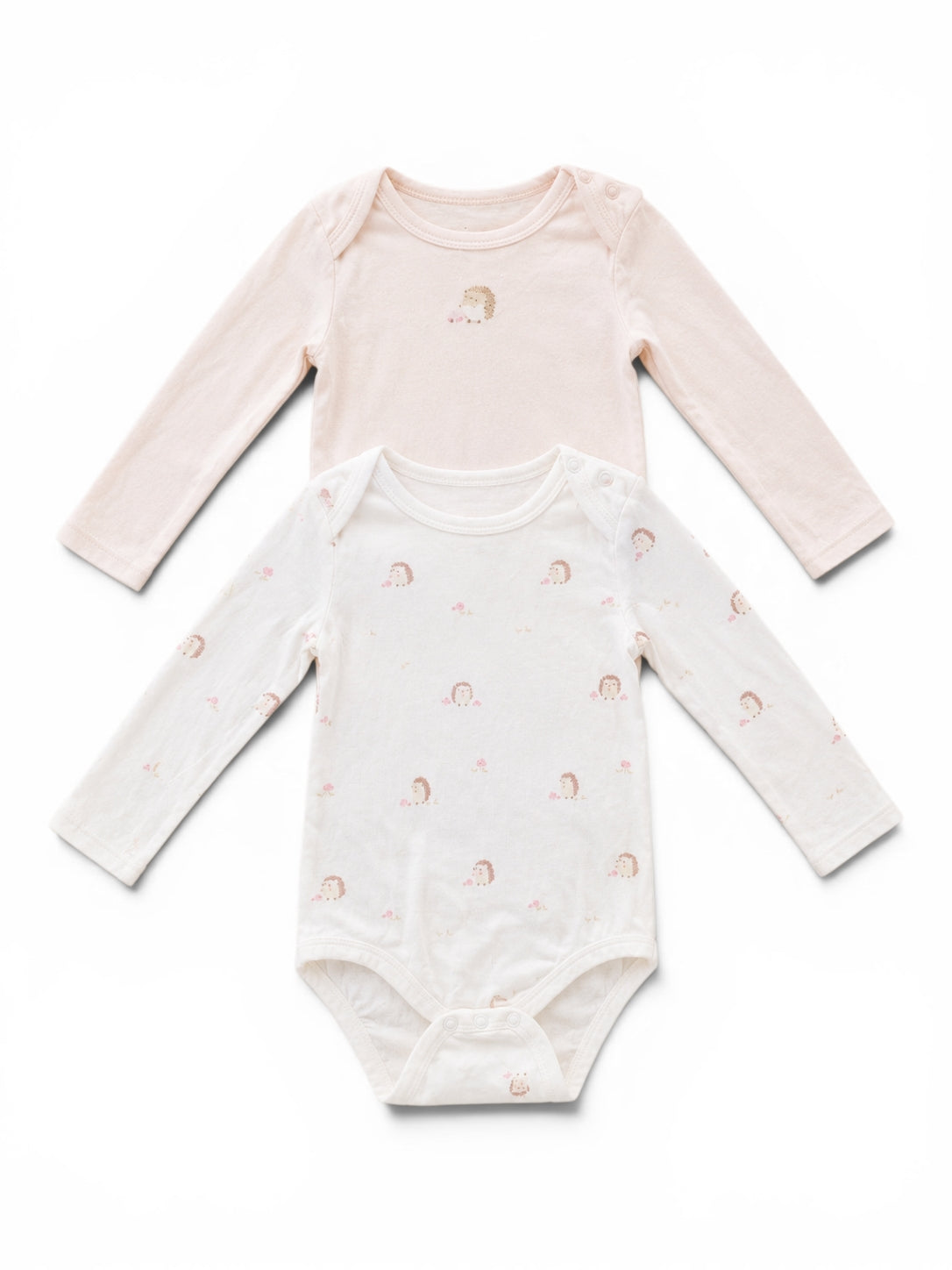 2er-Pack Body Langarm Rosa Igel & Weiss